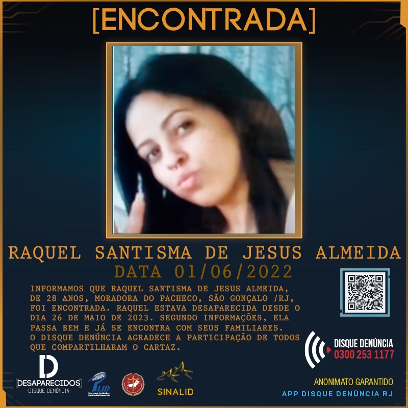 Raquel Santisma estava desaparecida há 1 ano